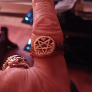 Solid copper pentagram ring